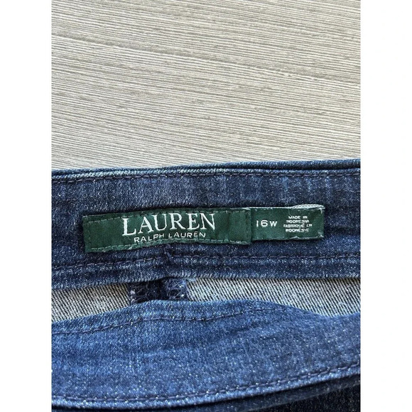 Vintage Lauren Ralph Lauren Jean Skirt Lace Up Detail Y2K 16W - Picture 3 of 6